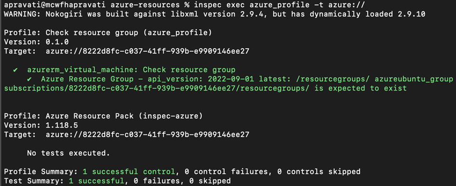 Execute InSpec profile with Azure