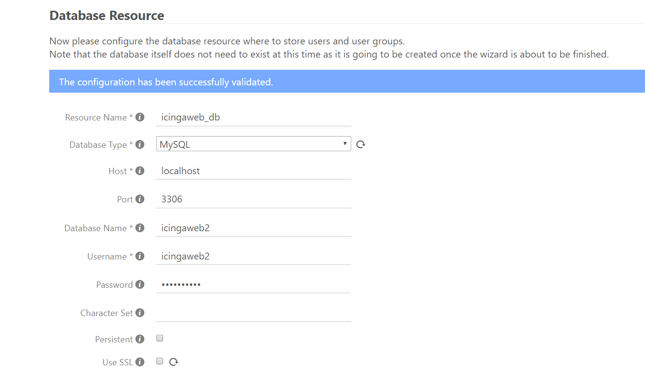 a standard setup configuration of the web interface, using the default settings that come with the cookbooks