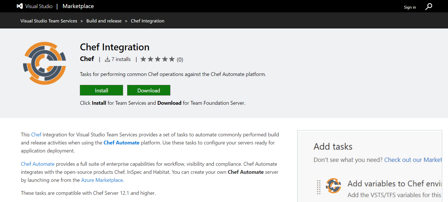 Chef Integration for Visual Studio Team Services